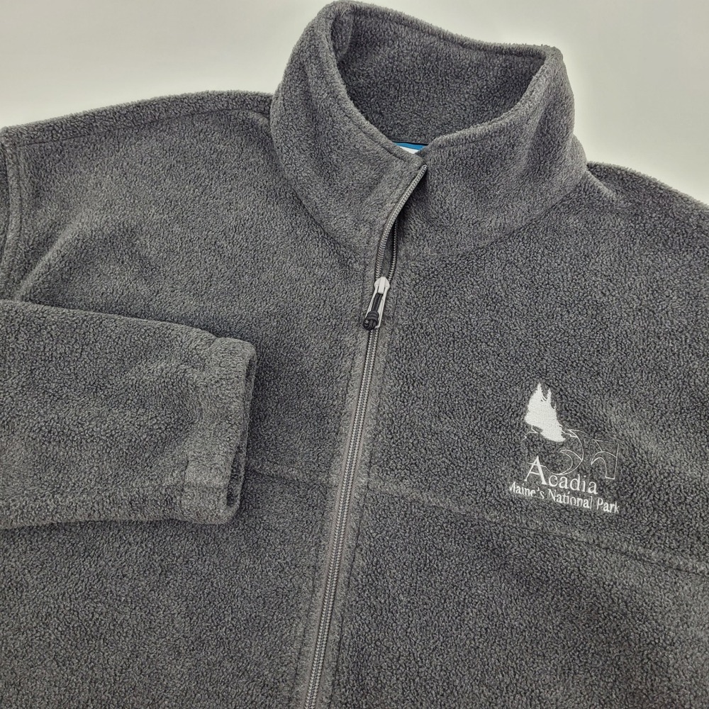 Columbia Mens XXL Acadia National Park Winter Warm Fleece Jacket Gray Full Zip